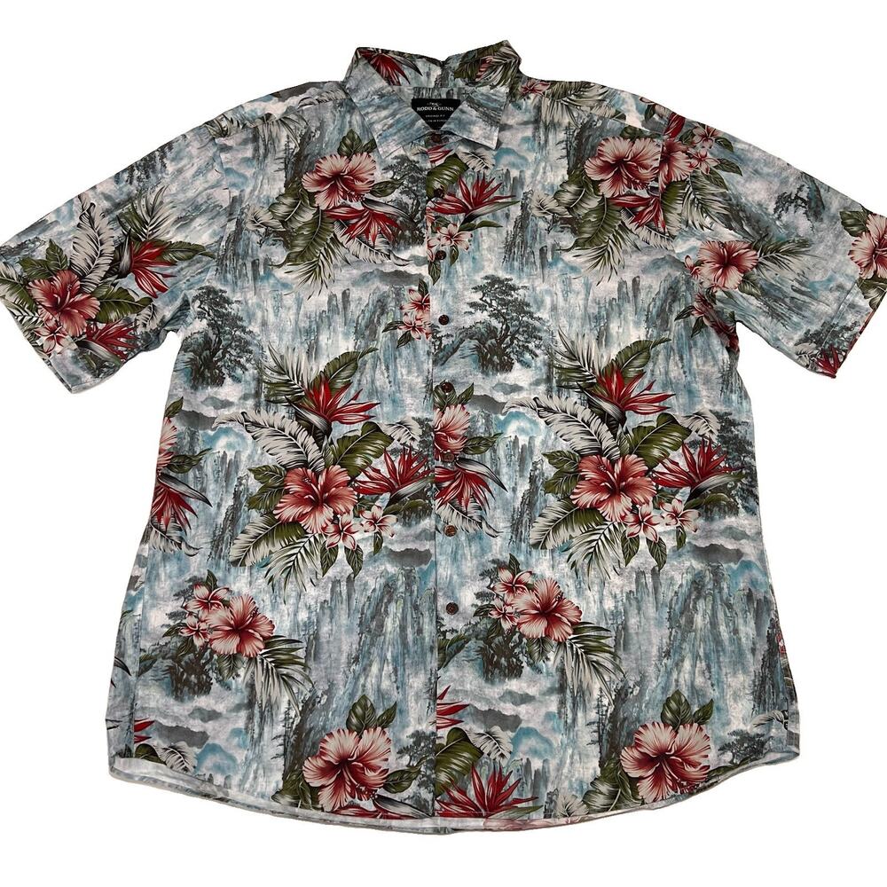Rodd & Gunn Shirt Size 2XL Tropical Floral Hibiscus Button Short Sleeve Resort